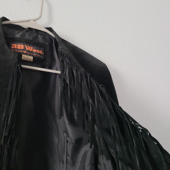 3B West by Tan Smith Boho Suede Fringe Leather southwest rodeo Jacket - Picture 7 of 11